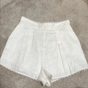 Zimmermann White High Waist Lace Shorts